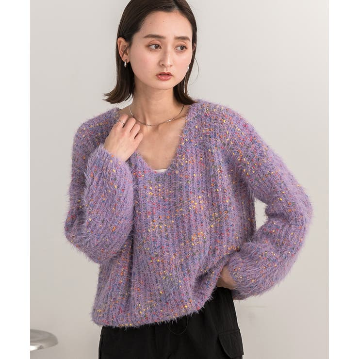 フェザーヤーンミックスニット [品番：ADEW0004702]｜ad thie