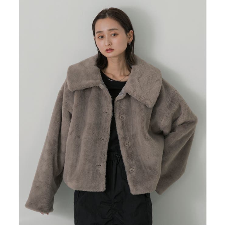 ふわふわソフトタッチ 衿付きエコファージャケット[品番：ADEW0003848