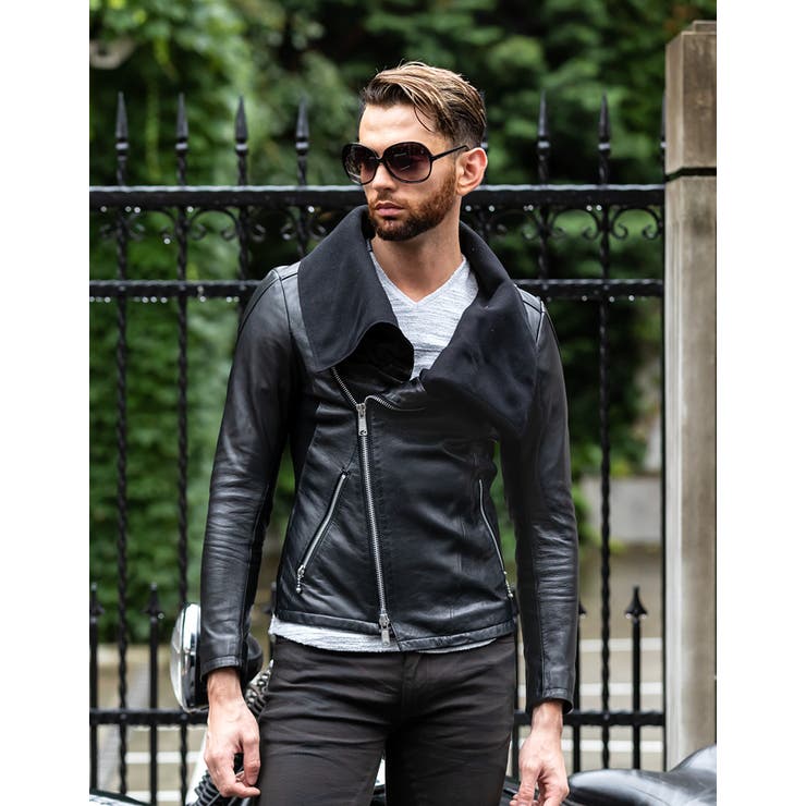 AVIATOR(アビエーター)ゴートレザー ドレープ ライダースジャケット