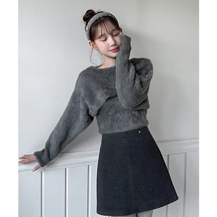 着用動画あり 3色展開】ファーボレロニットセット 2025[品番