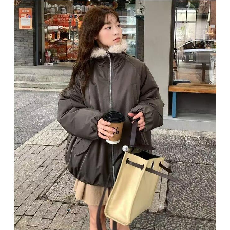 ファーライニングダウンジャケット フード付き[品番：UZ000011771