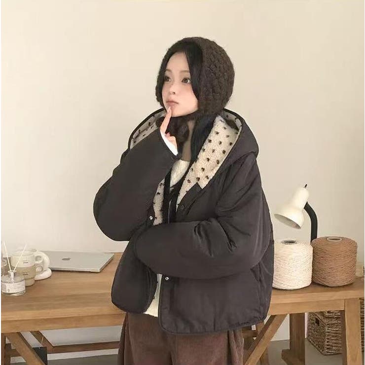 ポイント柄フリースパーカー ハーフジップ[品番：UZ000011793