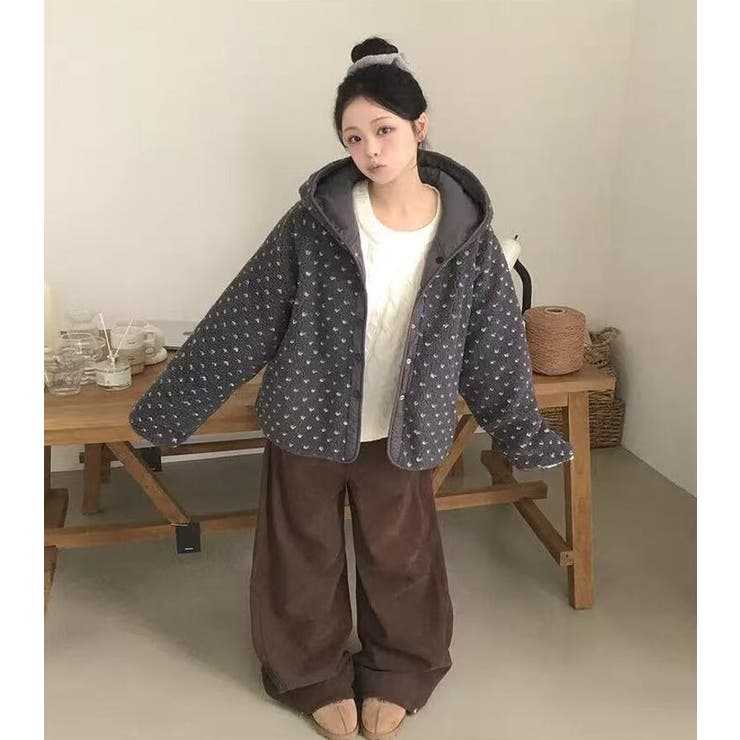 ポイント柄フリースパーカー ハーフジップ[品番：UZ000011793