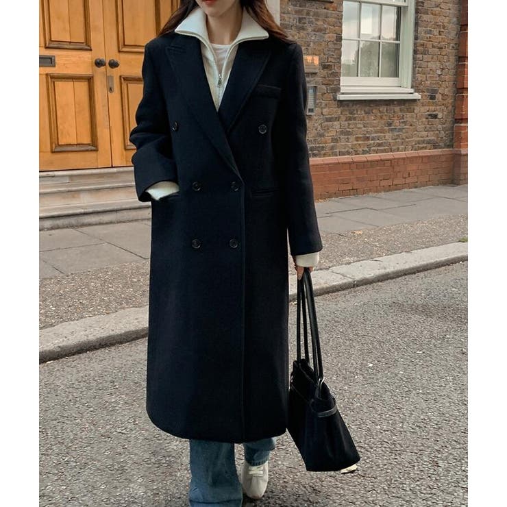 ダブルブレスト長身デザインの上品コート[品番：UZ000011883]｜Bifrost