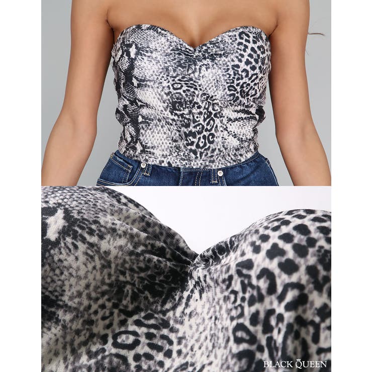 パイソン柄チューブトップ【藤木そら着用】mavily[品番：BCQW1875558