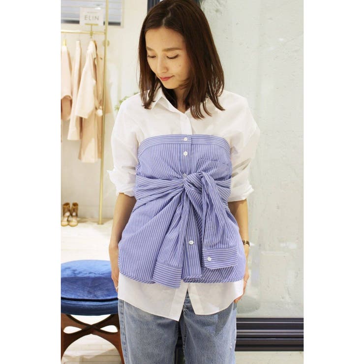 EDIT.FOR LULU＞ シャツ風ベアトップ◇[品番：BYCW0012877]｜B.C STOCK