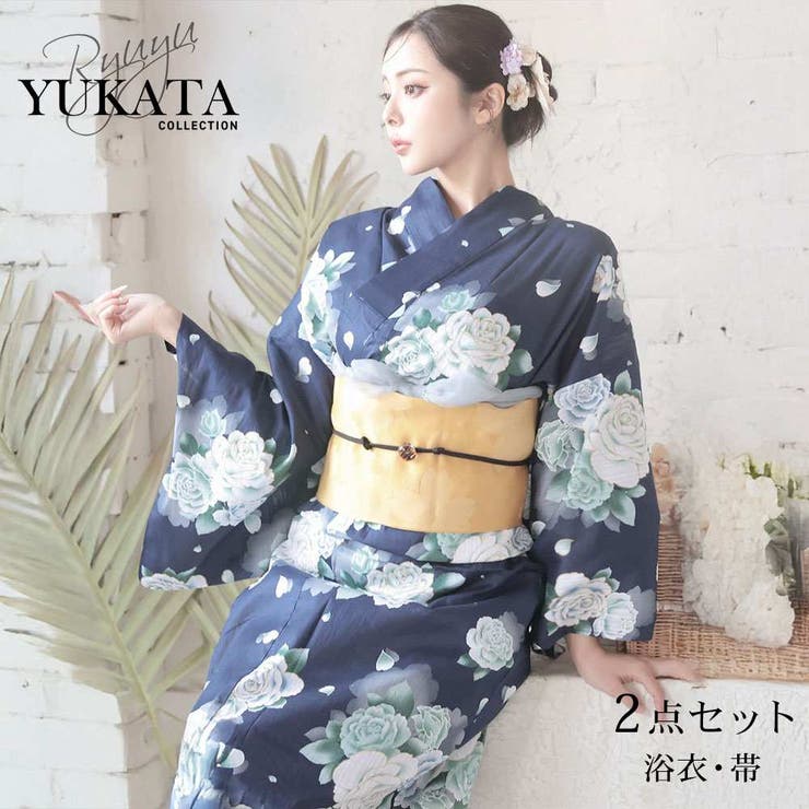 浴衣 ネイビー 青[品番：RV000012086]｜Ryuyu（リューユ）のレディース