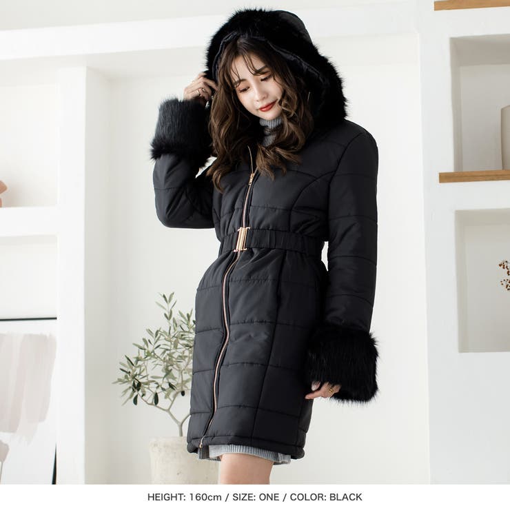 ベルト付き中綿ダウン風ロングコート [21620 ロングコート[品番