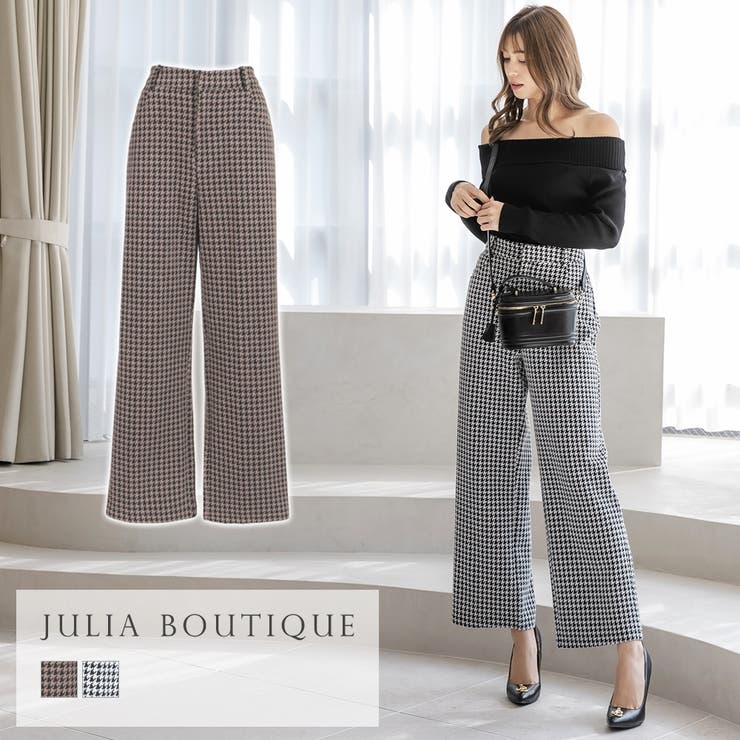 千鳥格子柄ハイウエストストレートパンツ [22552 ボトムス[品番