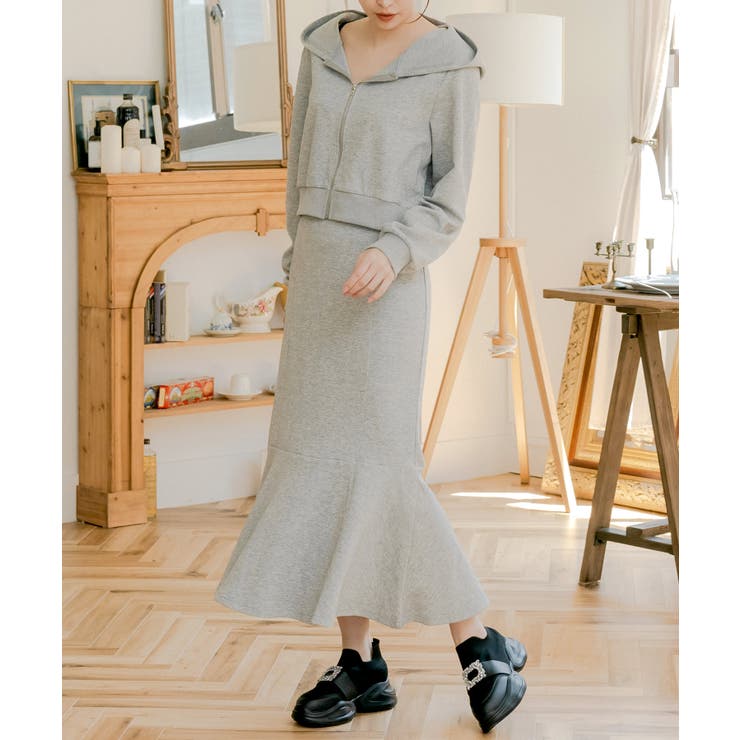 パーカー+マーメイドスカートスウェットセットアップ [24512 長袖[品番