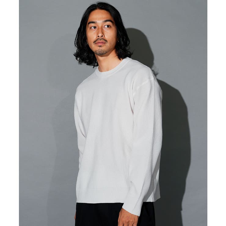 クルーネック ニット アゼ編み[品番：JG000014340]｜JIGGYS SHOP