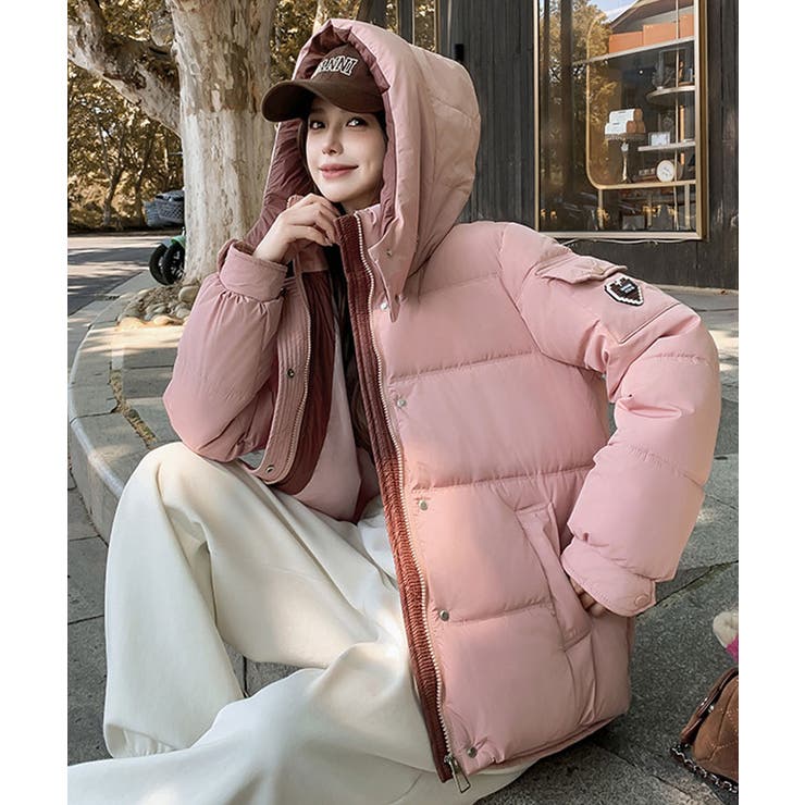 SHOPLIST限定】フェイクダウンバイカラーフーディージャケット 2サイズ