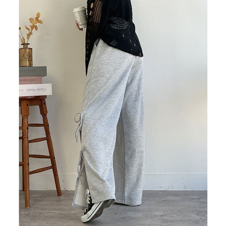 SHOPLIST限定】サイドリボンスリットダンボールスウェットパンツ