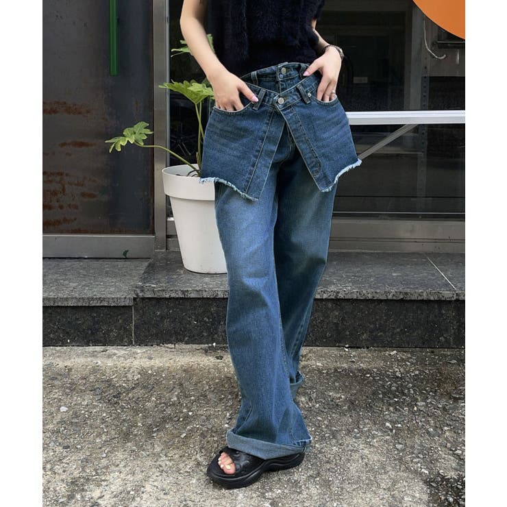 SHOPLIST限定】ヴィンテージダブルウエストリメイクデニム ボトムス