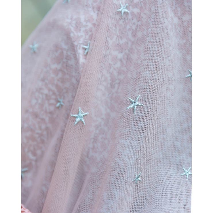 2WAY ロングスカート 星柄刺繍 花柄 春夏秋冬 オールシーズン[品番