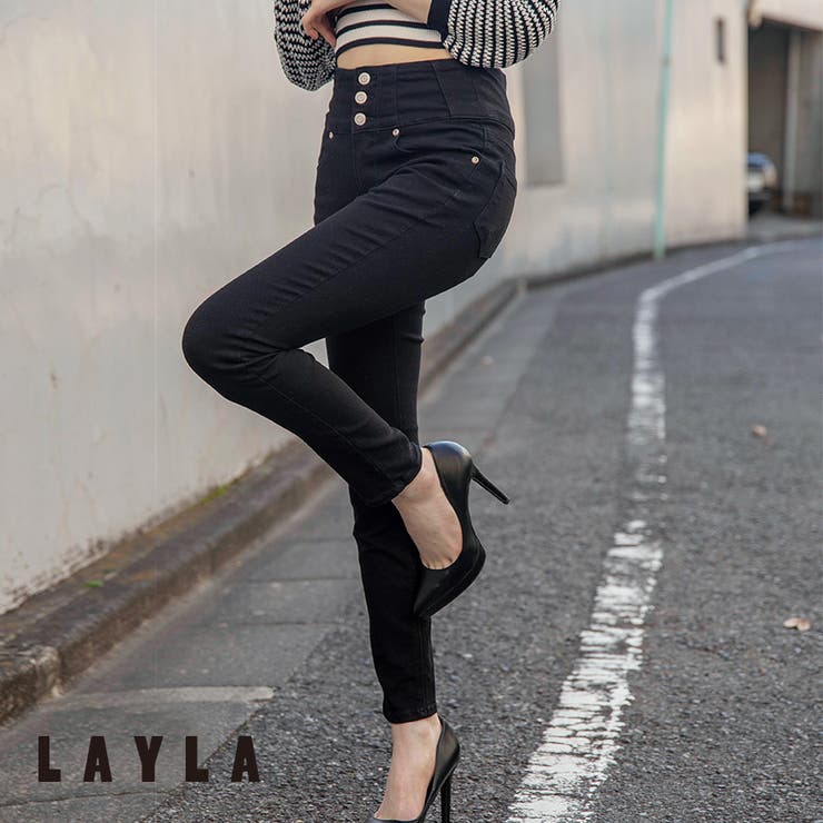 3ボタンスーパーストレッチハイウエストスキニーパンツ ファッション