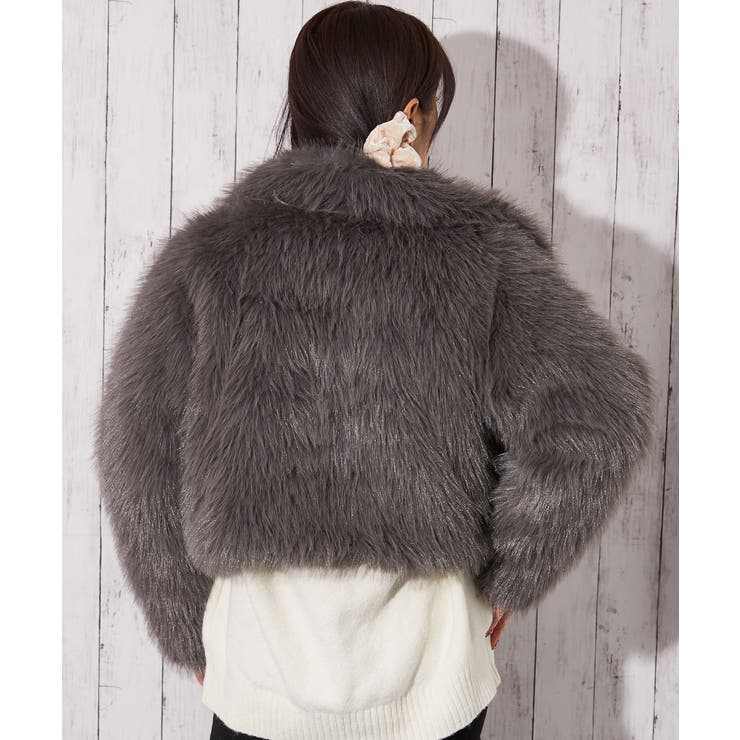ボリューム衿×ふわふわフェイクファー》レディース ファーブルゾン