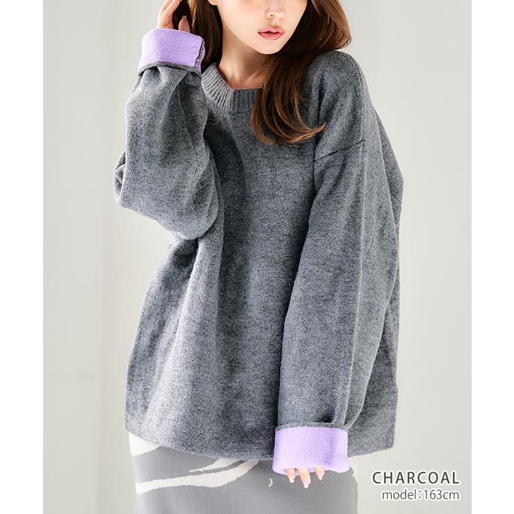 リバーシブルバイカラーニット ニット レディース[品番：GW000004642