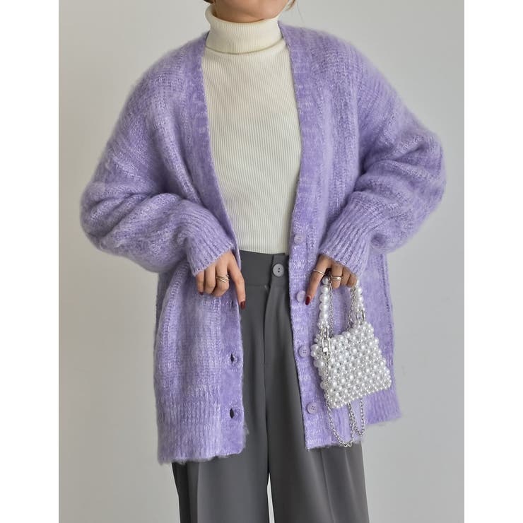 MIXカラーシャギーニットカーディガン[品番：GS000022447]｜Re:EDIT