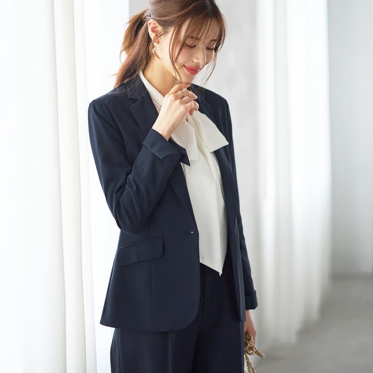 2点セット】洗えるワイドパンツスーツセットアップ＜UV対策 防シワ