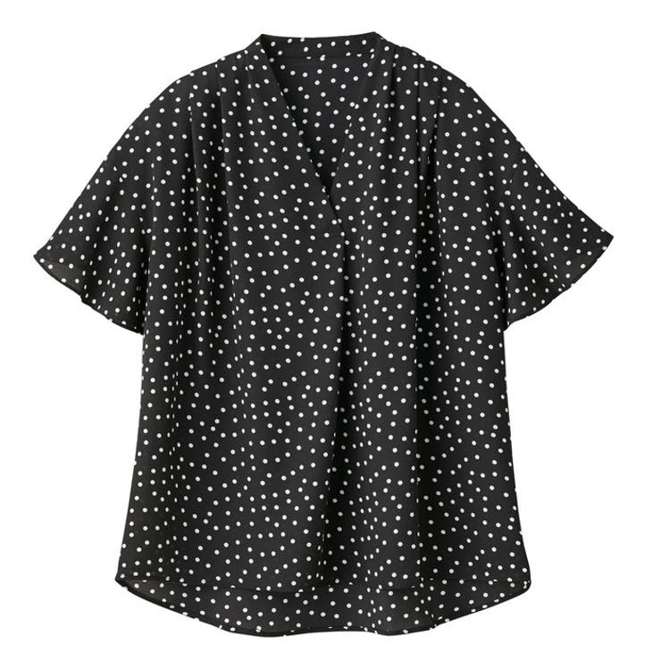 タックデザインスキッパーブラウス（半袖）[品番：GERW0000077]｜GeeRA