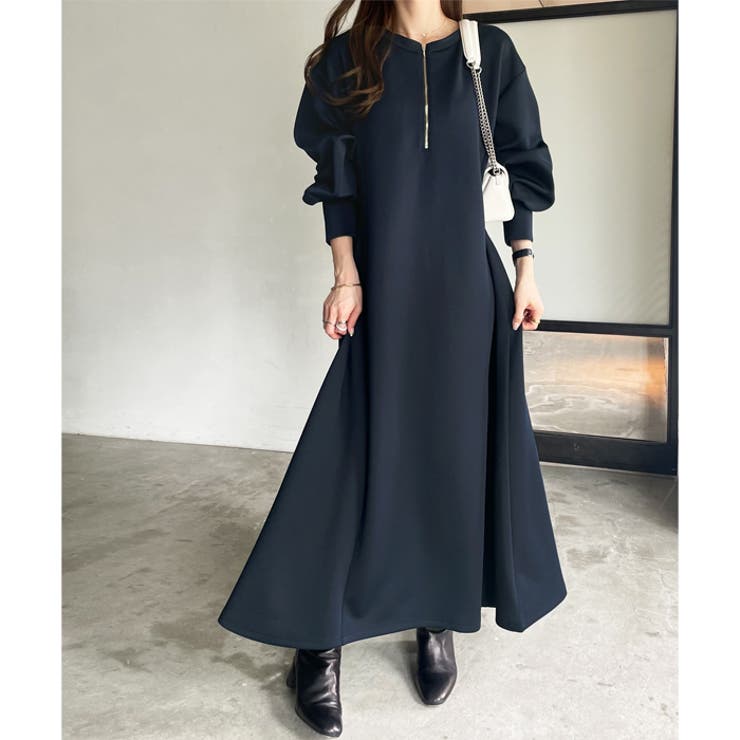 前後2WAYハーフジップ長袖ワンピース[品番：GERW0010348]｜GeeRA