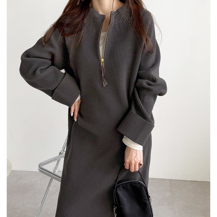 前後2WAYハーフジップニットワンピース[品番：GERW0010739]｜GeeRA