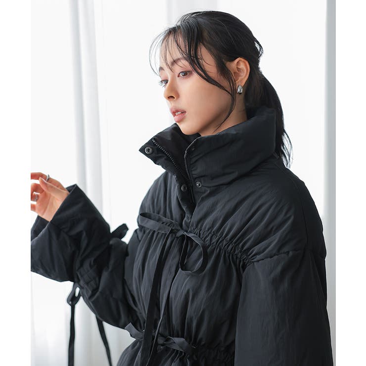 リボンが映える、あったかアウター。リボン付きファイバーダウン