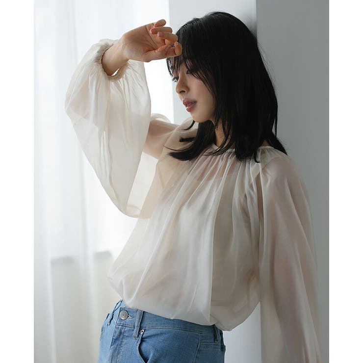 上品な大人の透け感。シアーブラウス ブラウス シアー[品番