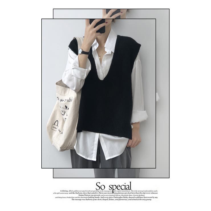 秋 新作 ベスト ニットベスト Vネック ノースリーブニットウェア