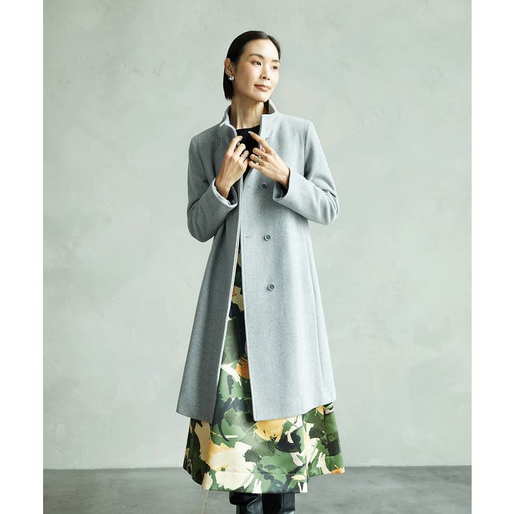 定番人気]Super100ウールビーバースタンドカラーコート[品番