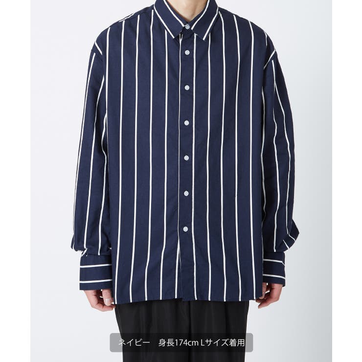 ストライプシャツ メンズ レギュラーカラー[品番：IP000005917