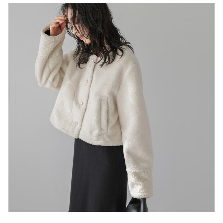 パールボタン フェイクファー 袖口[品番：SGBW0001906]｜SUGAR BISKET