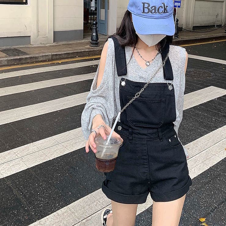 ダメージショートサロペット 春 夏[品番：SHNW0008706]｜SHEENA