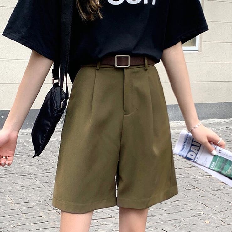 さらさら涼感生地タックショートパンツ 春 夏[品番：SHNW0011006