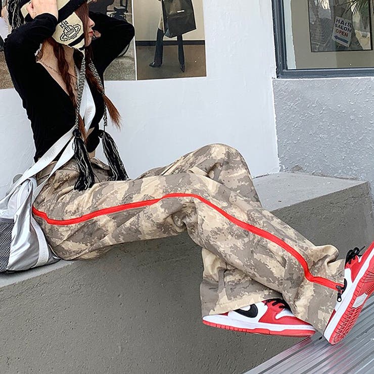 サイドジップデザイン迷彩柄パンツ 春 夏[品番：SHNW0011598]｜SHEENA