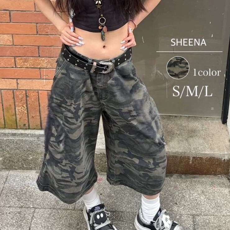 迷彩柄ルーズハーフパンツ バミューダパンツ 春[品番：SHNW0011539