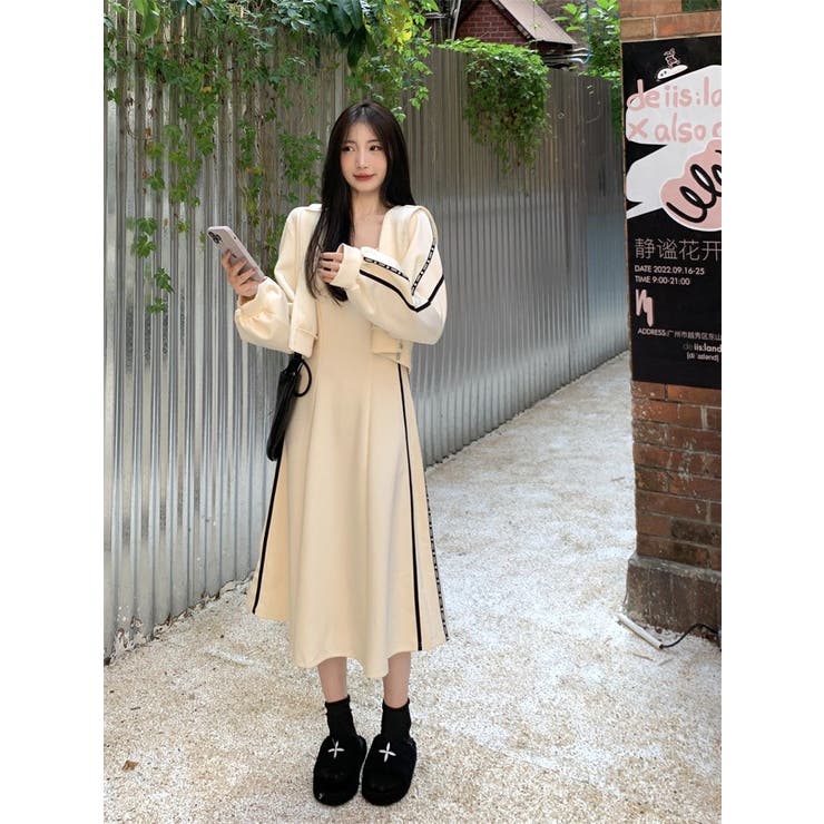 春新作】カーディガン+ワンピース セットアップ2点セット 春夏[品番