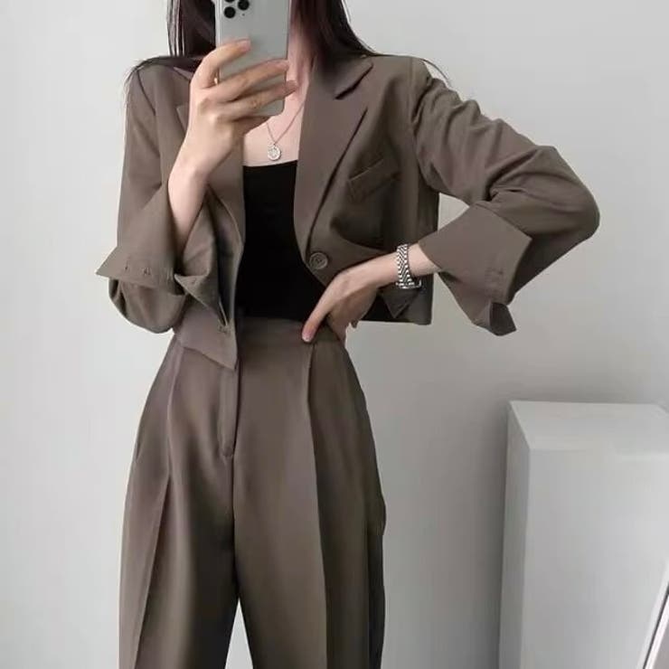 ショートジャケットセットアップパンツスーツ[品番：SHNW0009902