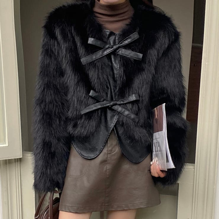 異素材切替えフェイクファージャケット[品番：SHNW0011819]｜LADY LIKE