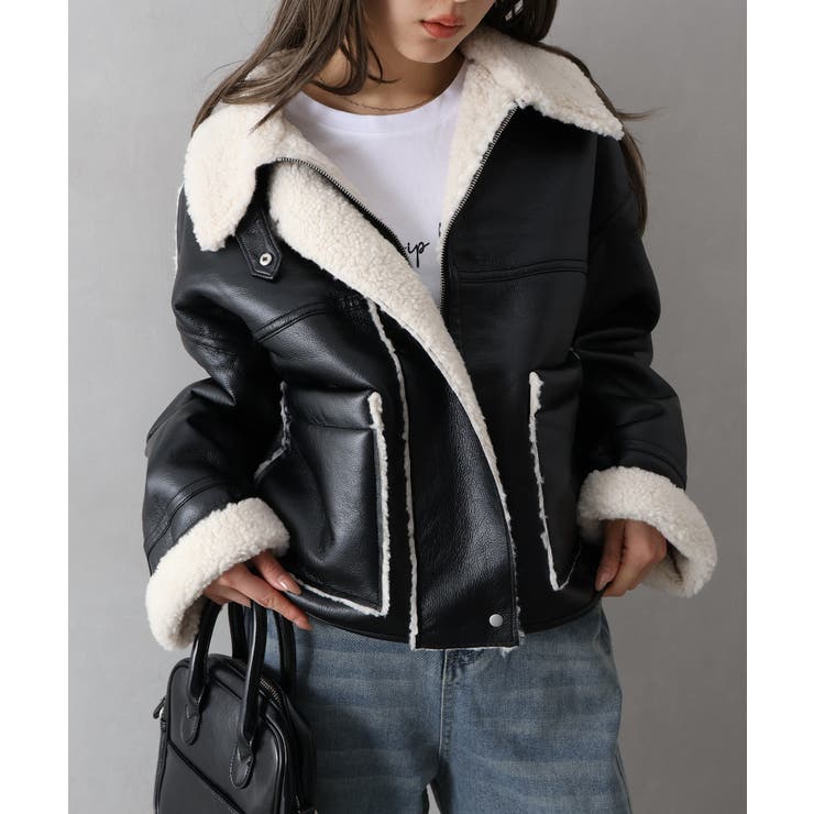 フェイクレザーボアZIPブルゾン[品番：SPRW0010850]｜SpRay（スプレイ