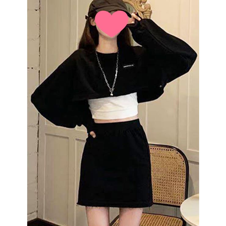 2点セット長袖トップス+スカート Y2K セットアップ[品番：KH000013614