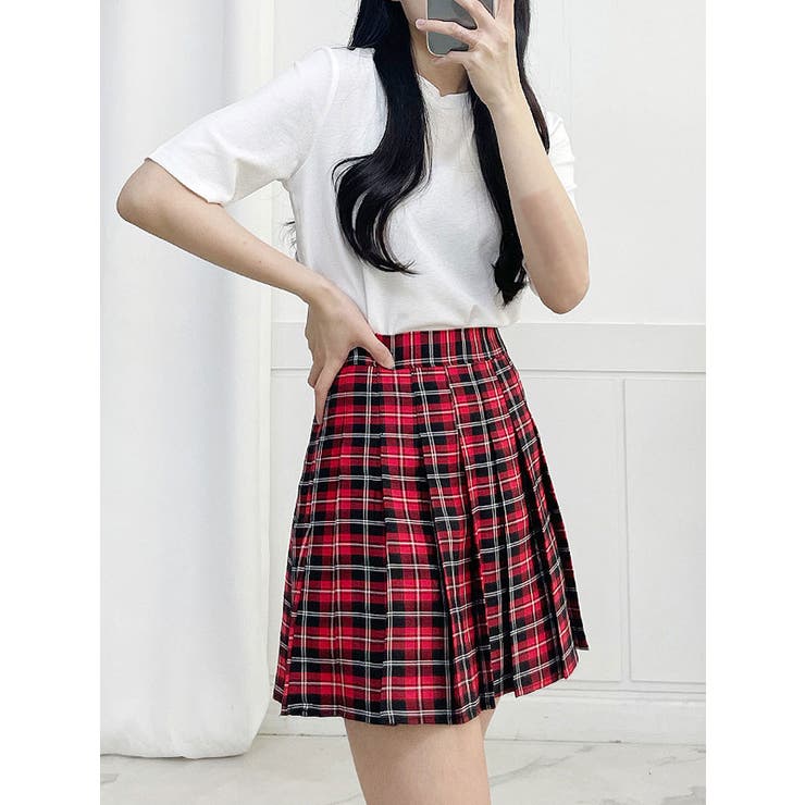 チェック柄テニスミニスカート 全2色 Y2K[品番：KH000012384]｜VIVID