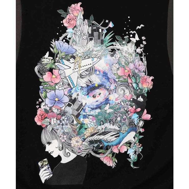 花×宇宙×アート バイカラー裏起毛プルオーバー[品番：SRSW0000374