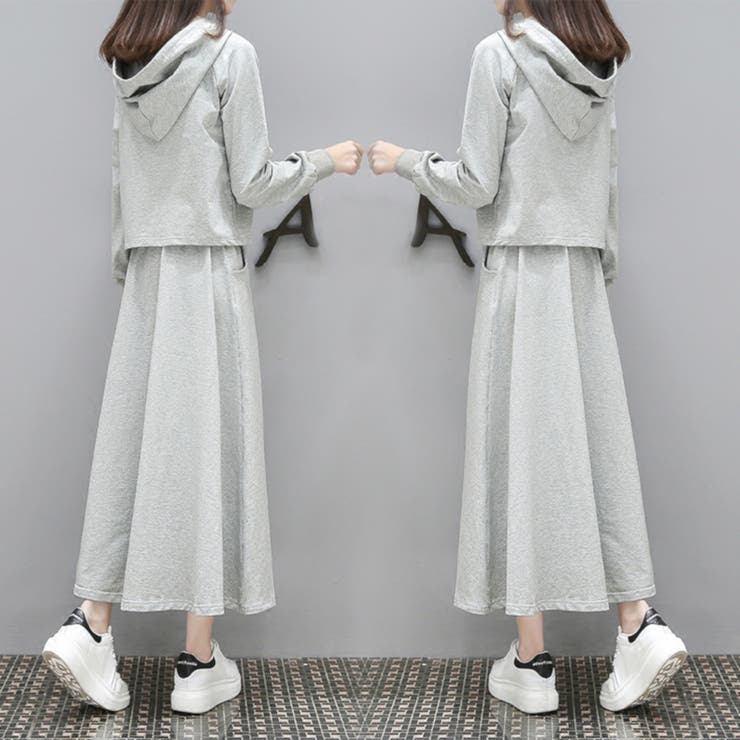 セットアップ トップス パーカー スカート 2点セット レディース[品番