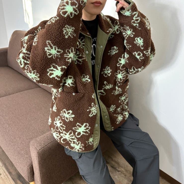 リバーシブル柄ボアブルゾン[品番：NHGW0005301]｜non-hedge