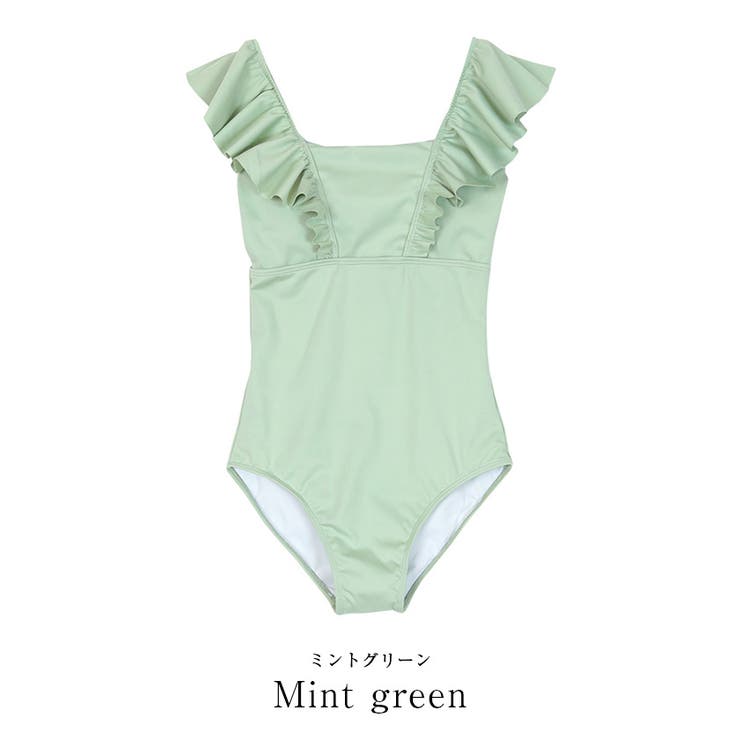 ショルダーフリルスクエアネックワンピース 水着【SEADRESS シードレス