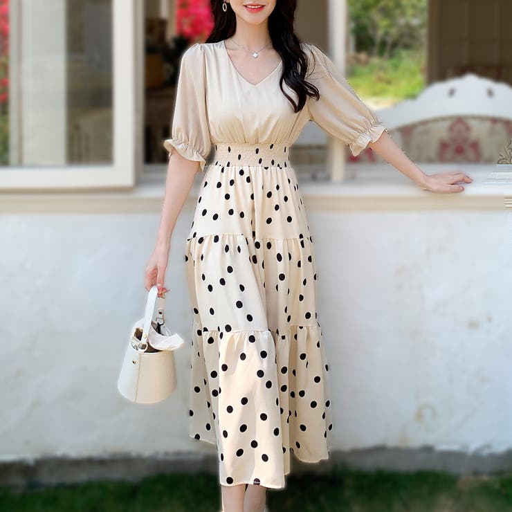 ワンピース 水玉 ロング[品番：TY000007861]｜teddyshop（テディー