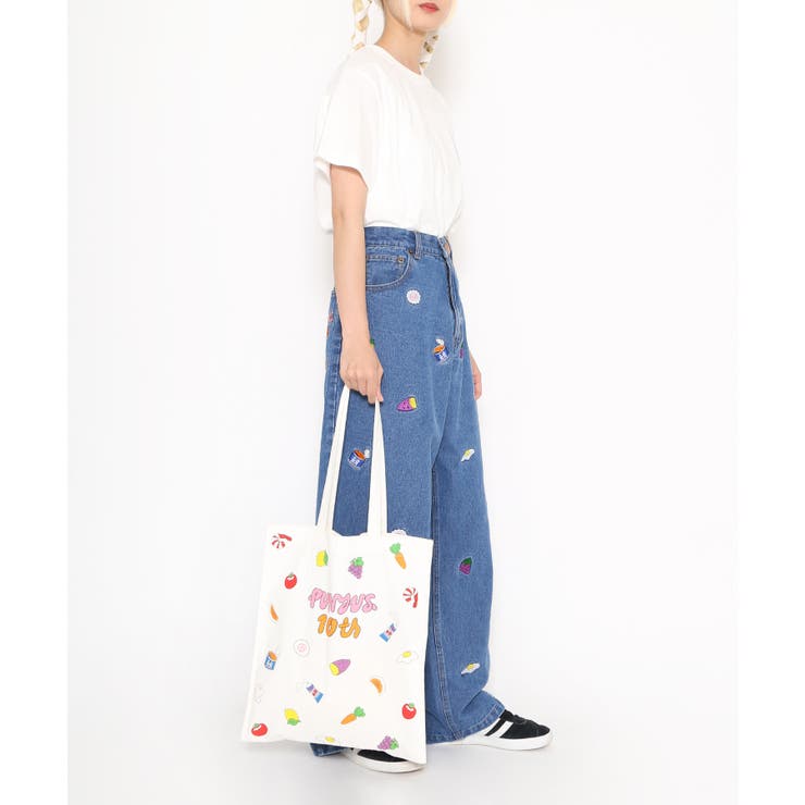 10th anniversary総柄刺繍デニムバギーパンツ[品番：PNYW0004629