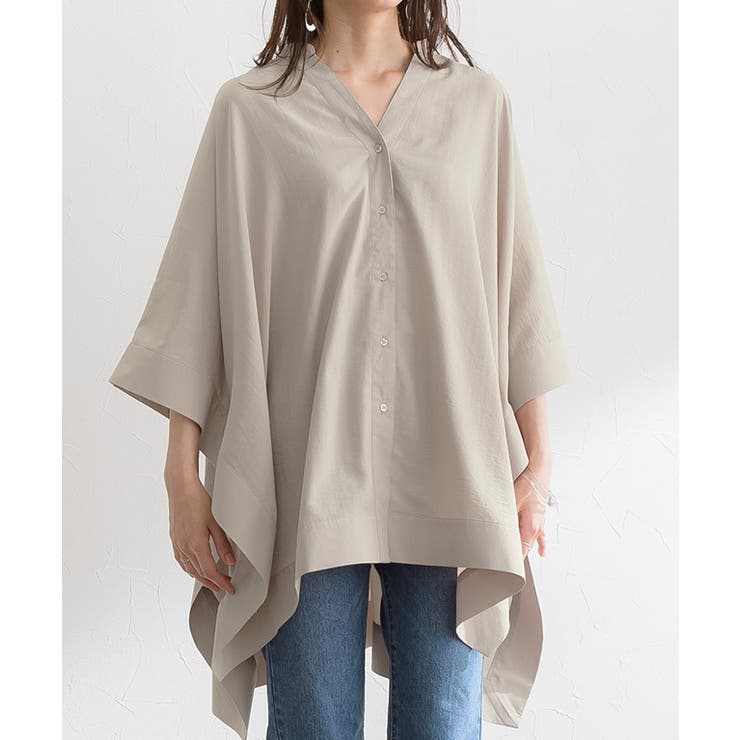 スクエアシャツポンチョ シャツ ブラウス ポンチョ スクエアシャツ
